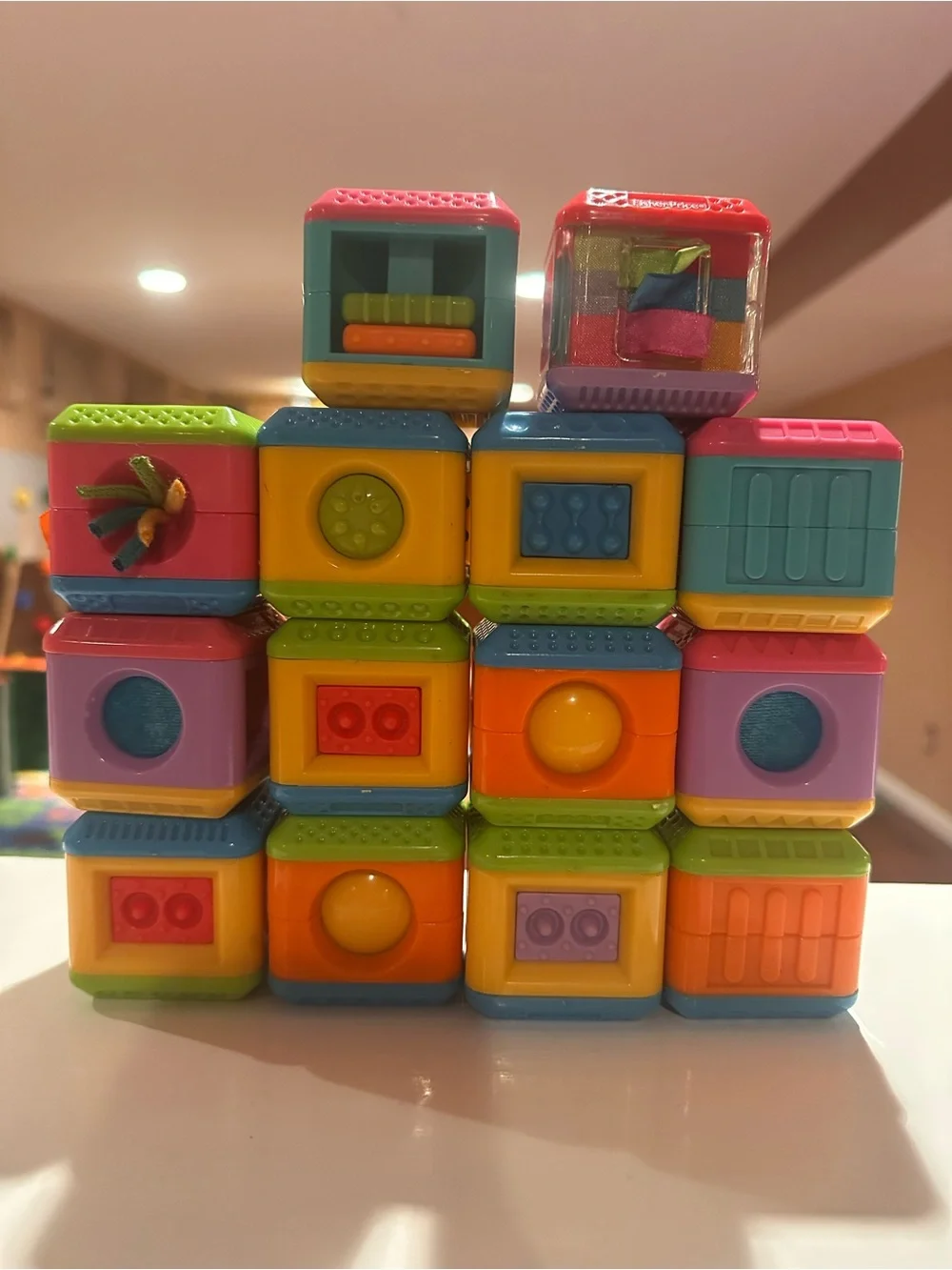 Vintage Fisher-Price Peek-A-Blocks Tactile Sensory Lot - 14pc Touch Feel Fidget